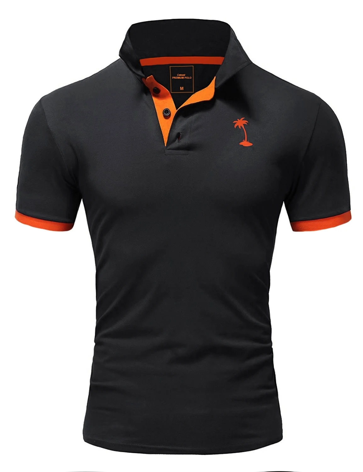 Poloshirt EDIN In Schwarz-Orange 3 Poloshirt EDIN In Schwarz-Orange