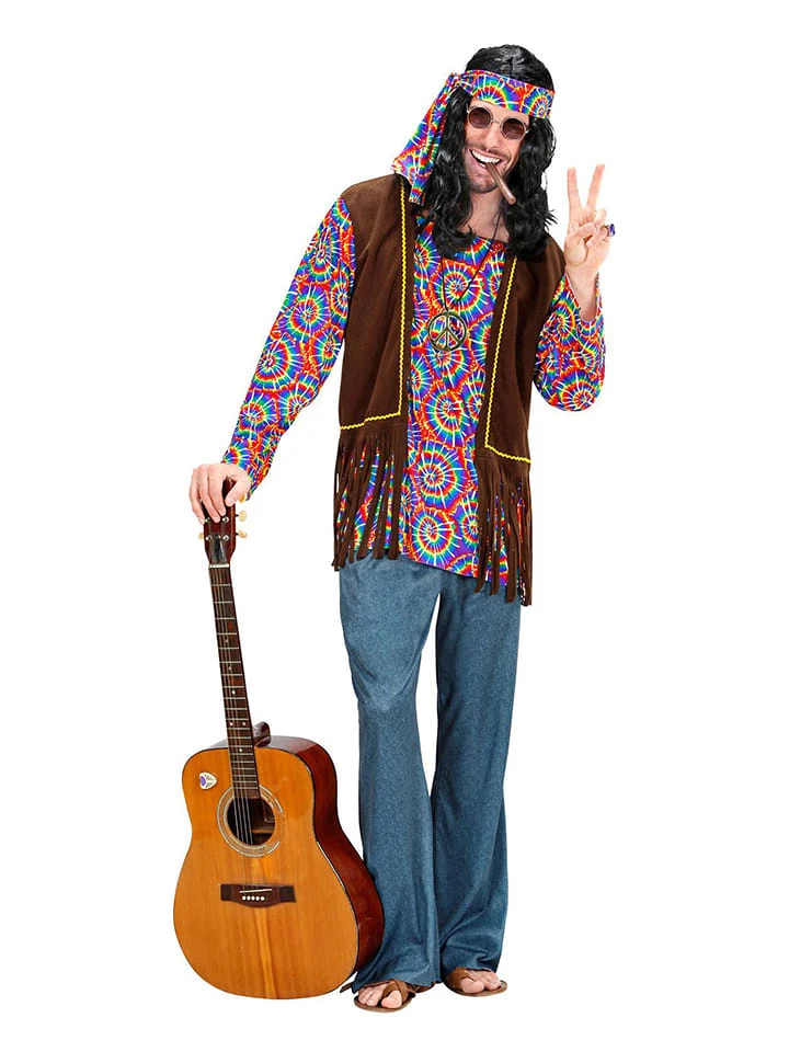 4tlg. Kostüm "Psychodelic Hippie" In Bunt/ Braun 4 4tlg. Kostüm "Psychodelic Hippie" In Bunt/ Braun – Bild 2
