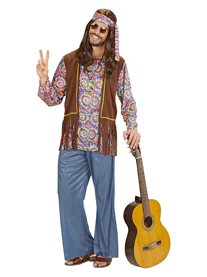 4tlg. Kostüm "Psychodelic Hippie" In Bunt/ Braun 3 4tlg. Kostüm "Psychodelic Hippie" In Bunt/ Braun