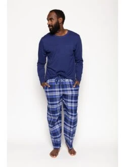 Cyberjammies Pyjama-Oberteil "Riley" In Dunkelblau/ Weiß