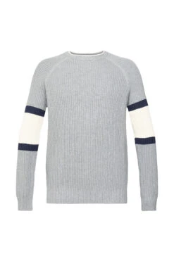 Edc By Esprit Rippstrickpullover Mit Streifendetails Medium Grey