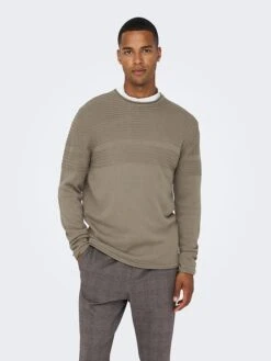 Only & Sons Pullover "Blade" In Taupe -Amsjack Verkaufe only and sons pullover blade in taupe 2