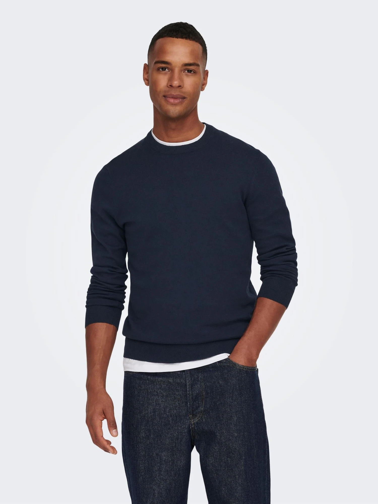 Only & Sons ONSREX LIFE REG 12 CREW KNIT Blau 5 Only & Sons ONSREX LIFE REG 12 CREW KNIT Blau – Bild 3