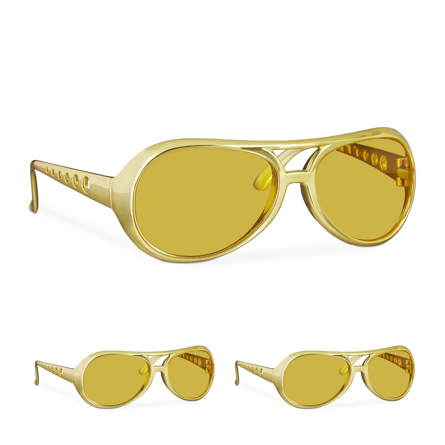 3x Rapperbrille In Gold 3 3x Rapperbrille In Gold