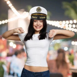 4x Kapitänsmütze In Weiß/ Schwarz -Amsjack Verkaufe relaxdays 4x kapitansmutze in weiss schwarz 2